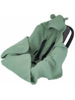 Zavinovacia deka s kapucňou, mušelín 80x80 cm, zelená