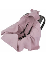 Zavinovacia deka s kapucňou, mušelín 80x80 cm, púdrovo ružová